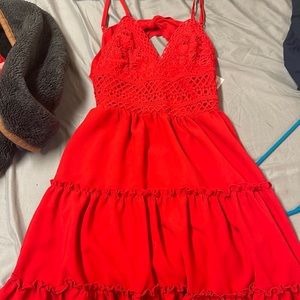 Super cute red strappy dress!